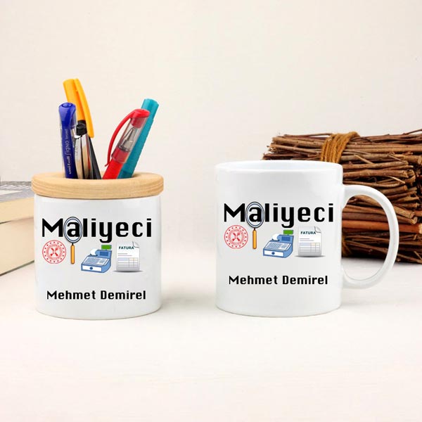 Maliyeci Kupa Bardak Ve Kalemlik Hediye Seti