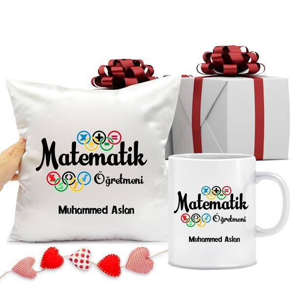 Matematik Öğretmeni İsimli Kupa Bardak ve Yastık