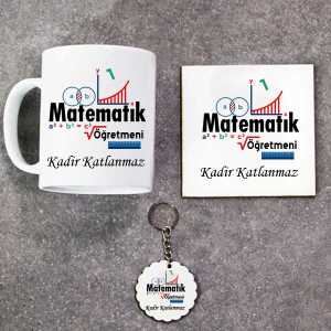 - Matematik Öğretmeni Kupa Bardak Altlık ve Anahtarlık Hediye Seti  - Matematik Öğretmeni Kupa Bardak Altlık ve Anahtarlık Hediye Seti