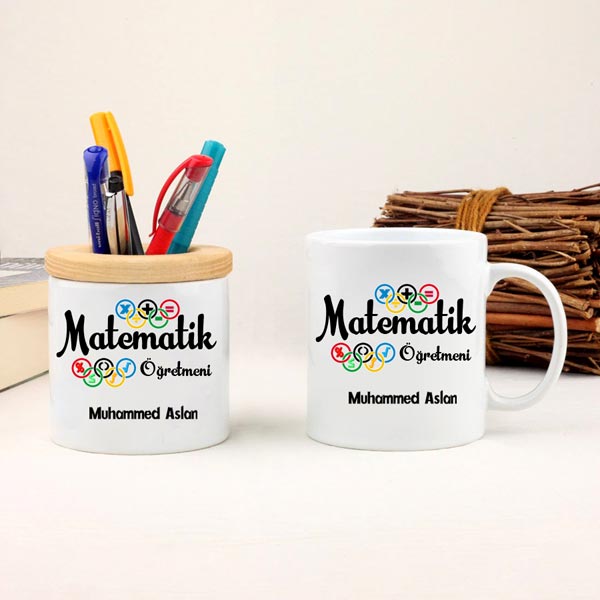 Matematik Öğretmeni Kupa Bardak Ve Kalemlik Seti