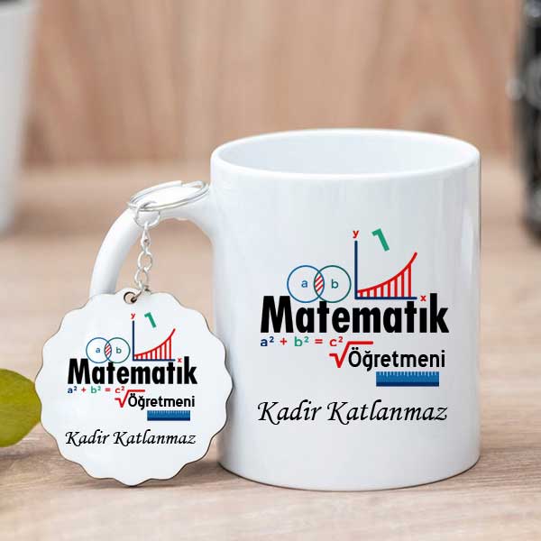 Matematik Öğretmenine Hediye Kupa Bardak ve Anahtarlık