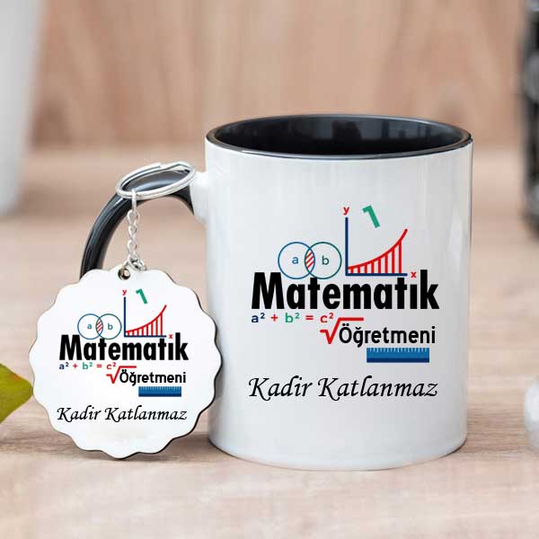 Matematik Öğretmenine Hediye Kupa Bardak ve Anahtarlık