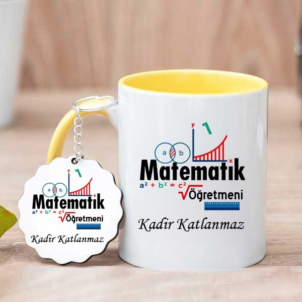 Matematik Öğretmenine Hediye Kupa Bardak ve Anahtarlık