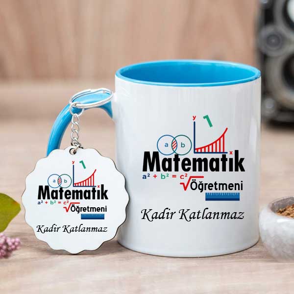 Matematik Öğretmenine Hediye Kupa Bardak ve Anahtarlık