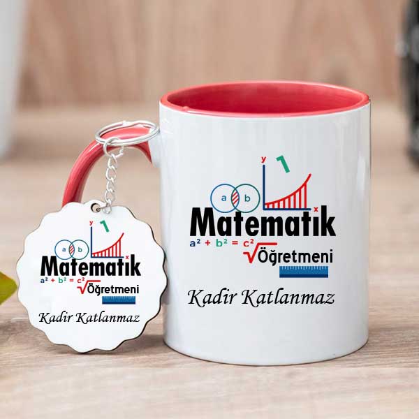 Matematik Öğretmenine Hediye Kupa Bardak ve Anahtarlık