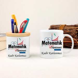 - Matematik Öğretmenine Hediye Kupa Bardak ve Kalemlik Seti  - Matematik Öğretmenine Hediye Kupa Bardak ve Kalemlik Seti