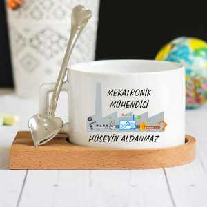  - Mekatronik Mühendisi Ahşap Altlıklı Lüks Fincan Seti