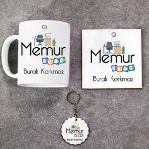 - Memur Kupa Bardak Altlık ve Anahtarlık Hediye Seti  - Memur Kupa Bardak Altlık ve Anahtarlık Hediye Seti