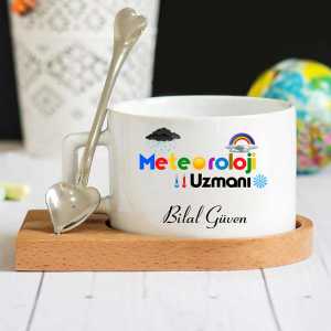 - Meteroloji Uzmanı Ahşap Altlıklı Lüks Fincan Seti  - Meteroloji Uzmanı Ahşap Altlıklı Lüks Fincan Seti