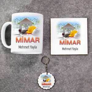  - Mimar Kupa Bardak Altlık ve Anahtarlık Hediye Seti
