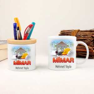  - Mimar'a Hediye Kupa Bardak ve Kalemlik Seti