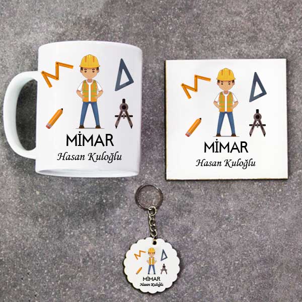 Mimara Özel Kupa Bardak Altlık Ve Anahtarlık Hediye Seti