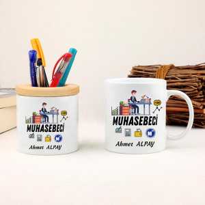  - Muhasebeciye Hediye Kupa Bardak ve Kalemlik Seti