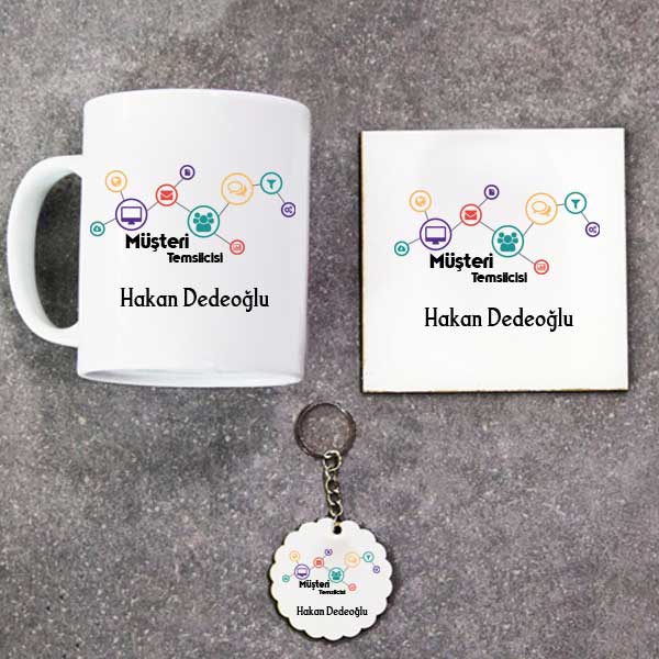 Müşteri Temsilcisi Kupa Bardak Altlık Ve Anahtarlık Hediye Seti