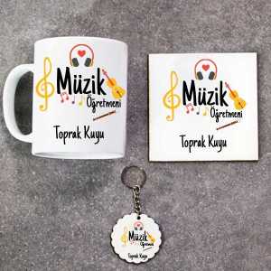 - Müzik Öğretmeni Kupa Bardak Altlık ve Anahtarlık Hediye Seti  - Müzik Öğretmeni Kupa Bardak Altlık ve Anahtarlık Hediye Seti