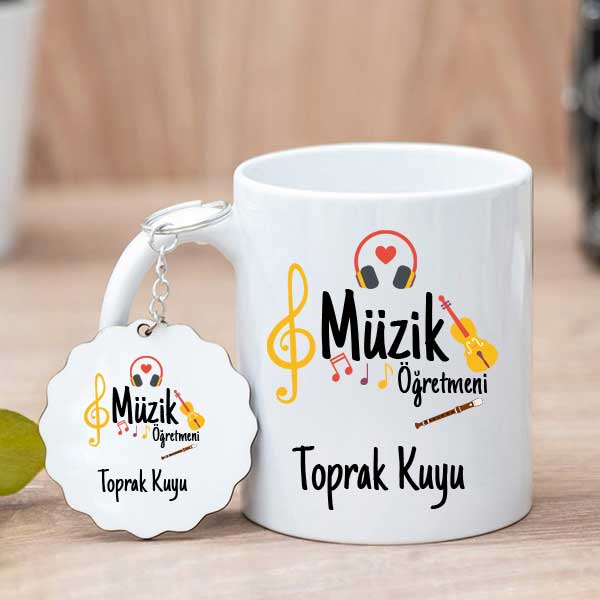 Müzik Öğretmenine Hediye Kupa Bardak ve Anahtarlık