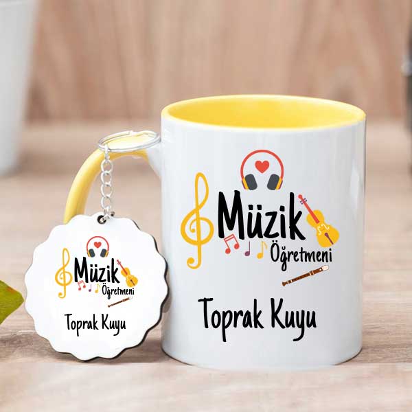 Müzik Öğretmenine Hediye Kupa Bardak ve Anahtarlık