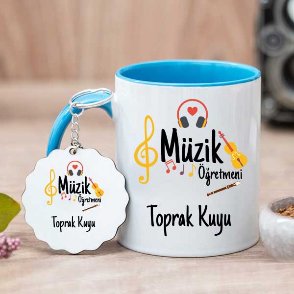 Müzik Öğretmenine Hediye Kupa Bardak ve Anahtarlık