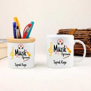 - Müzik Öğretmenine Hediye Kupa Bardak ve Kalemlik Seti  - Müzik Öğretmenine Hediye Kupa Bardak ve Kalemlik Seti