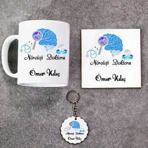  - Nöroloji Doktoru Kupa Bardak Altlık ve Anahtarlık Hediye Seti