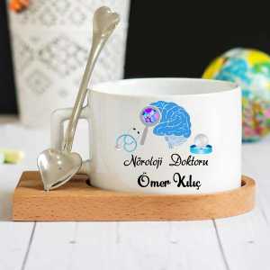  - Nöroloji Uzmanı Ahşap Altlıklı Lüks Fincan Seti