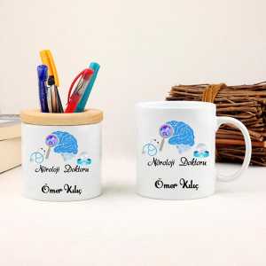 - Nöroloji Uzmanına Hediye Kupa Bardak ve Kalemlik Seti  - Nöroloji Uzmanına Hediye Kupa Bardak ve Kalemlik Seti
