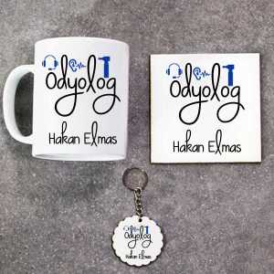 - Odyolog Kupa Bardak Altlık ve Anahtarlık Hediye Seti  - Odyolog Kupa Bardak Altlık ve Anahtarlık Hediye Seti