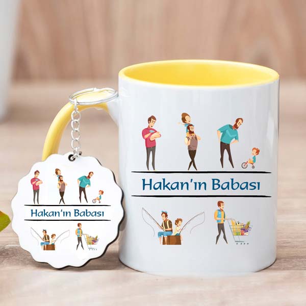 Oğlan Babası Kupa Bardak Ve Anahtarlık Hediye Seti