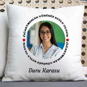 - Öğretmenler Gününüz Kutlu Olsun Fotoğraflı Yastık  - Öğretmenler Gününüz Kutlu Olsun Fotoğraflı Yastık