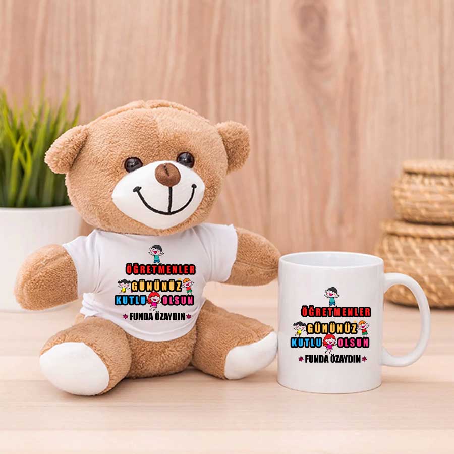 Öğretmenler Gününüz Kutlu Olsun Peluş Ayıcık Ve Kupa Bardak