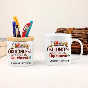 - Okul Öncesi Öğretmeni Kupa Bardak ve Kalemlik Seti  - Okul Öncesi Öğretmeni Kupa Bardak ve Kalemlik Seti
