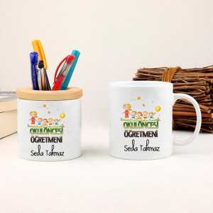 - Okul Öncesi Öğretmenine Hediye Kupa Bardak ve Kalemlik Seti  - Okul Öncesi Öğretmenine Hediye Kupa Bardak ve Kalemlik Seti