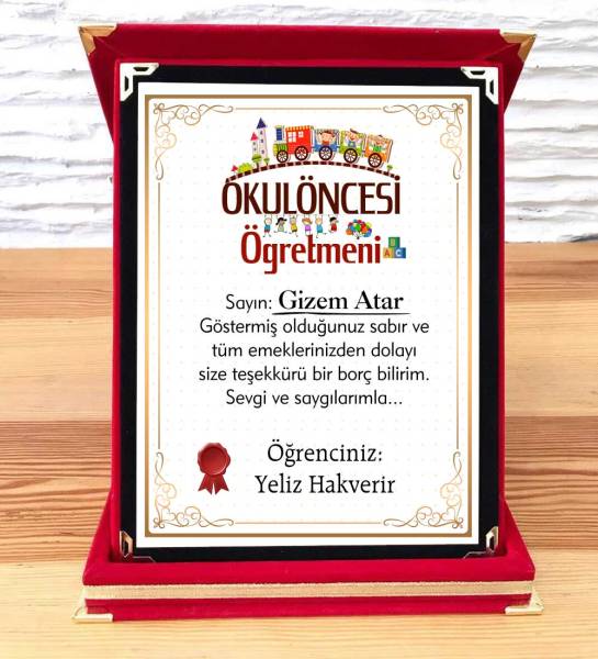 Okul Öncesi Öğretmenine Hediye Plaket