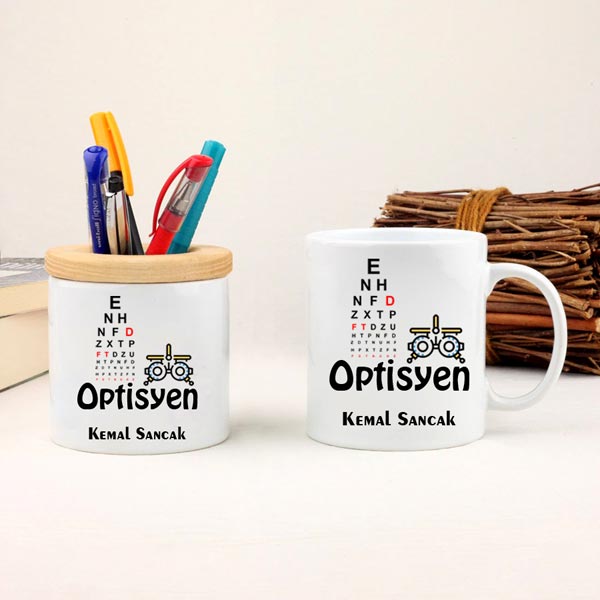 Optisyen Kupa Bardak Ve Kalemlik Hediye Seti