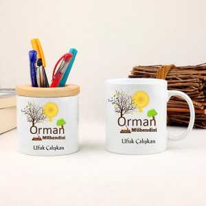 - Orman Mühendisine Hediye Kupa Bardak ve Kalemlik Seti  - Orman Mühendisine Hediye Kupa Bardak ve Kalemlik Seti