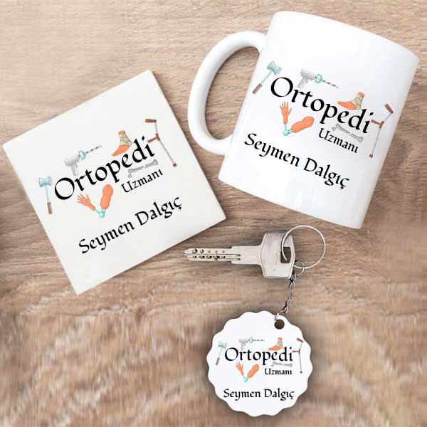 Otopedi Uzmanı Kupa Bardak Altlık Ve Anahtarlık Hediye Seti