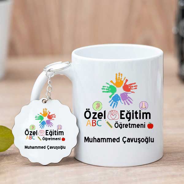 Özel Eğitim Öğretmenine Hediye Kupa Bardak ve Anahtarlık