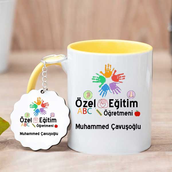 Özel Eğitim Öğretmenine Hediye Kupa Bardak ve Anahtarlık