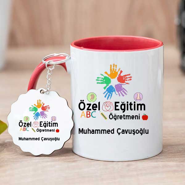 Özel Eğitim Öğretmenine Hediye Kupa Bardak ve Anahtarlık