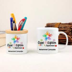 - Özel Eğitim Öğretmenine Hediye Kupa Bardak ve Kalemlik Seti  - Özel Eğitim Öğretmenine Hediye Kupa Bardak ve Kalemlik Seti
