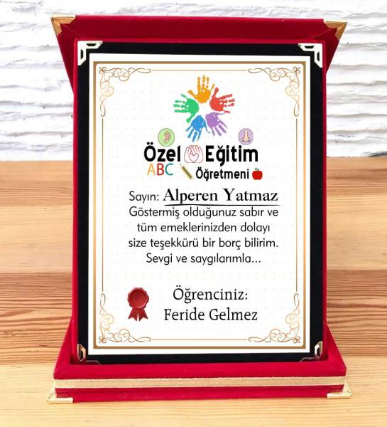 Özel Eğitim Öğretmenine Hediye Plaket