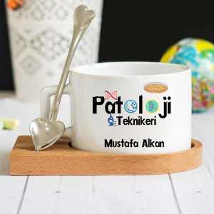 - Patoloji Teknikeri Ahşap Altlıklı Lüks Fincan Seti  - Patoloji Teknikeri Ahşap Altlıklı Lüks Fincan Seti