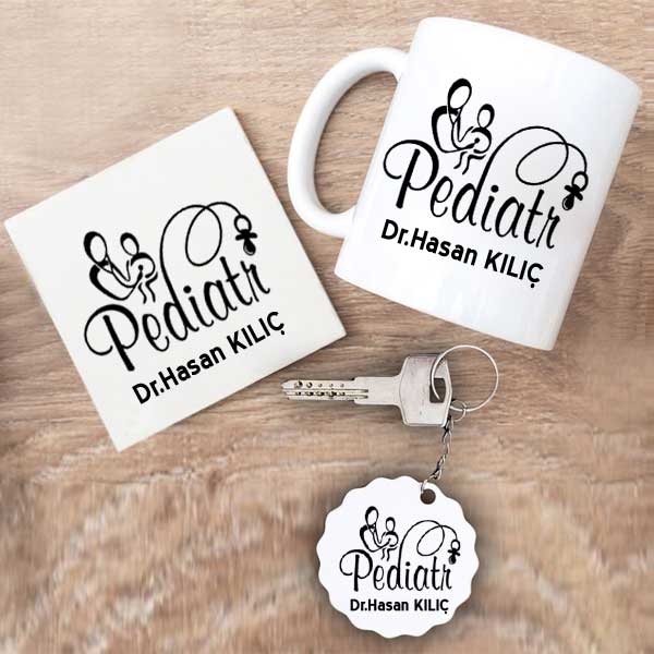 Pediatri Doktoru Kupa Bardak Altlık Ve Anahtarlık Hediye Seti