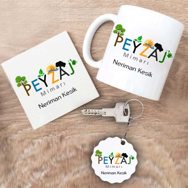 Peyzaj Mimarı Kupa Bardak Altlık Ve Anahtarlık Hediye Seti