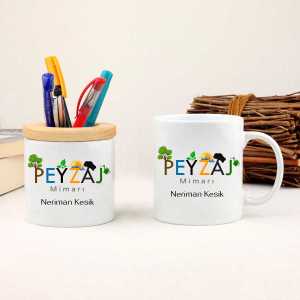 - Peyzaj Mimarına Hediye Kupa Bardak ve Kalemlik Seti  - Peyzaj Mimarına Hediye Kupa Bardak ve Kalemlik Seti