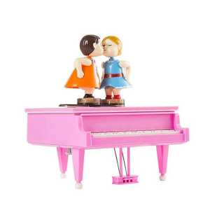 Piyano Tasarımlı Öpüşen Aşıklar Müzik Kutusu - Thumbnail