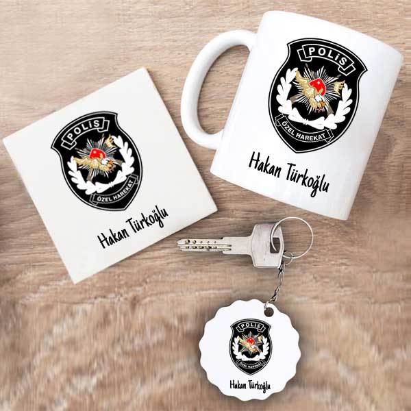 Pöh Polis Özel Harekat Kupa Bardak Altlık Ve Anahtarlık Hediye Seti