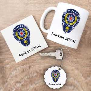 - Polis Kupa Bardak Altlık ve Anahtarlık Hediye Seti  - Polis Kupa Bardak Altlık ve Anahtarlık Hediye Seti