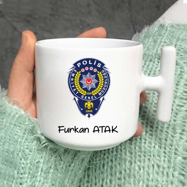 Polis Logolu Latte Fincanı