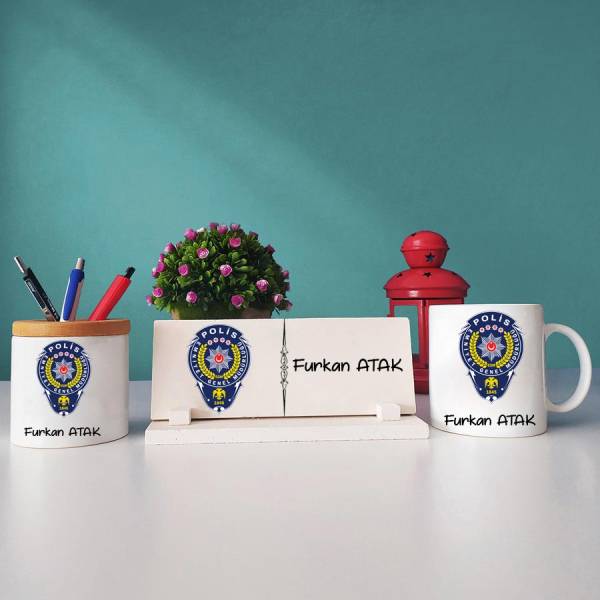 Polis Memuruna Hediye Kupa Bardağı Kalemliği ve İsimliği